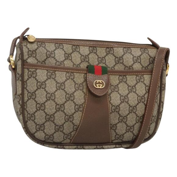 GUCCI GG Supreme Web Sherry Line Bag Pvc Beige Gold 001 754 001 754 - Picture 1 of 16
